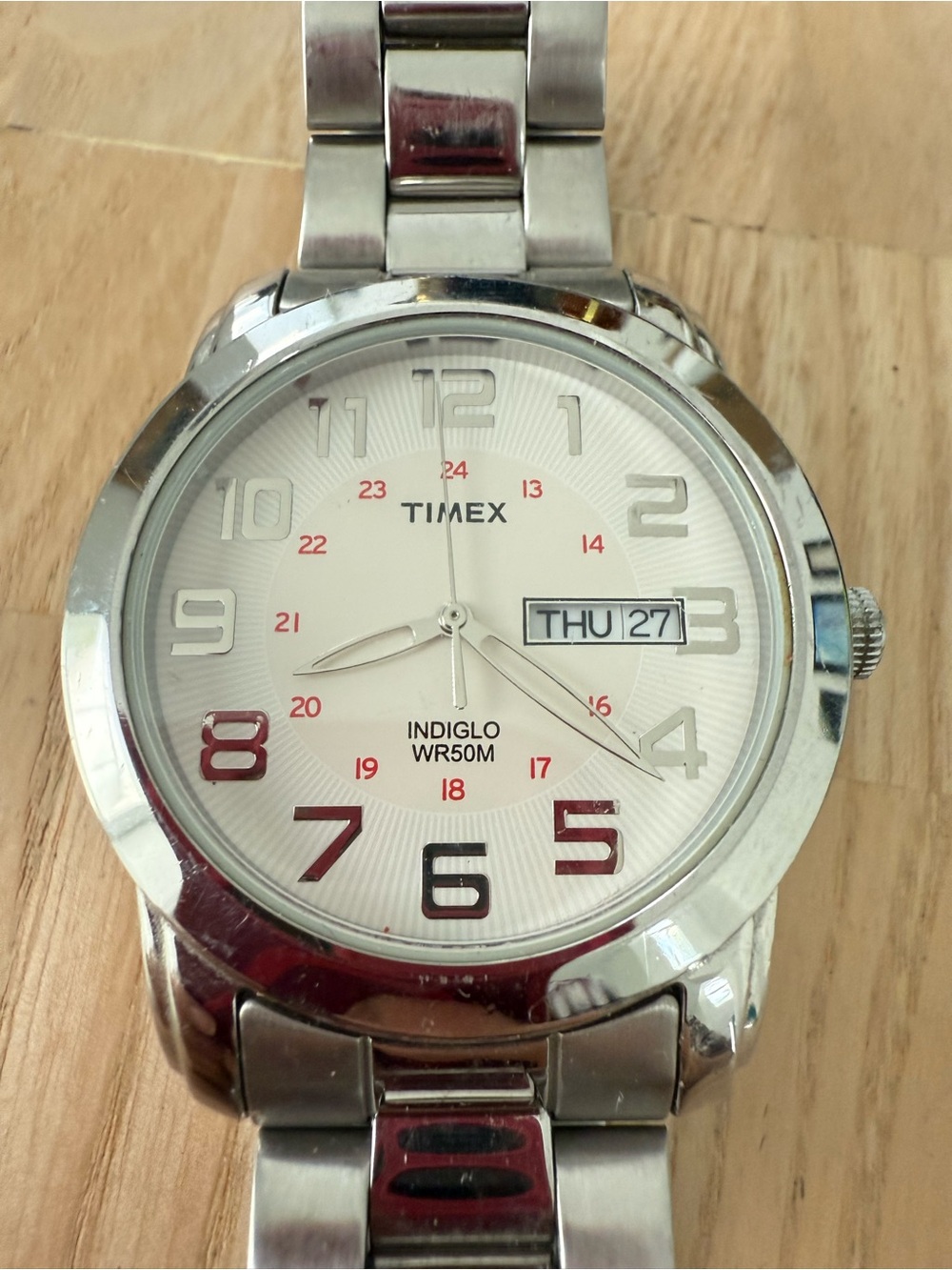 Timex men’s silver tone watch NEW BATTERY
